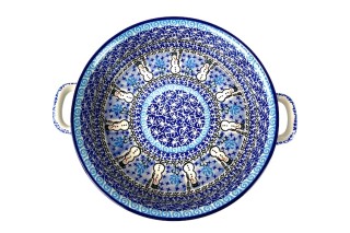 420 Bunzlau Ronde schaal met open handvaten Unikat U1634 26 cm  Bakvormen